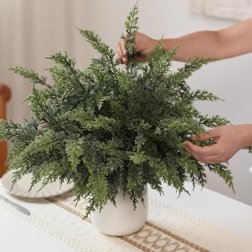 18 Real Touch Cedar Branches -12 Pcs, Artificial Christmas Cedar Branch Realistic Fake Pine Picks Faux Greenery Plants Stem for Vase DIY Crafts Garland Wreath Indoor Outdoor Home Decor