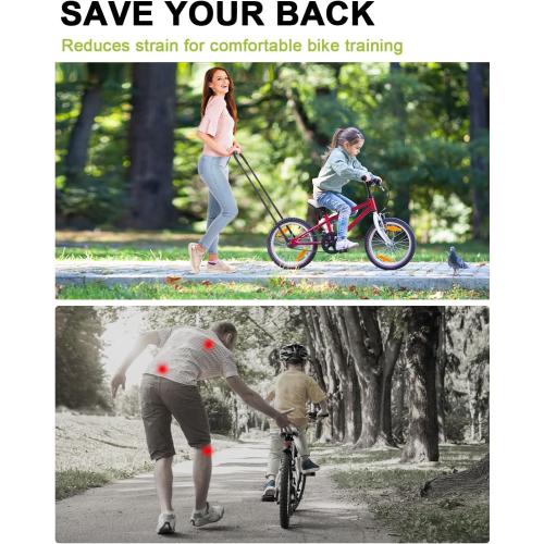 Children's Cycling Bike Safety Trainer Handle | Ergonomic Push Bar, 6 Heights Adjustable, Easy Install, Durable High Carbon Steel