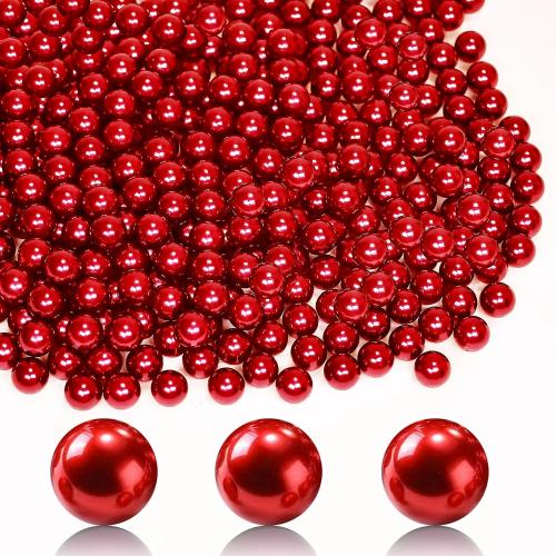 1400Pcs Red Vase Filler Pearl Beads for Crafting 8mm Beads No Holes Decor Suitable for Wedding Decor, Party Decorations, Centerpiece Table Decorations