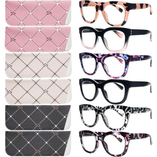 Oprah Style Reading Glasses for Women Blue Light Blocking 6 Pack Computer Readers Fashion Quality Eyeglasses
