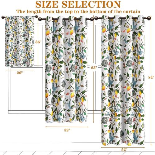 FRAMICS White Blackout Curtains Floral Grommet Curtains 63 Inch 2 Panels