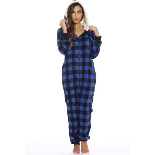 Size Medium Color Blue Just Love Buffalo Plaid Adult Onesie