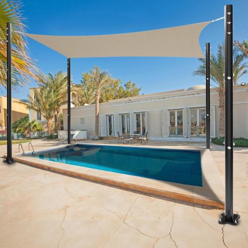 Sun Shade Sail Poles, 10 FT Sun Shade Poles, 2.6 Diameter Steel Heavy Duty Shade Sail Pole with Expansion Bolt Hardware for Outdoor Shading in Gardens and Backyards, Patio, Black 2 Packs