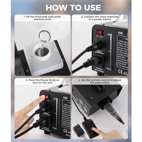 IMONE 650W Snow Machine Christmas Gift Snow Maker Machine,Artificial Snow Making Machine Snowflake Machine,Snow Machine Indoor with Remote Snow Machines for Outdoors Party Parade Picture