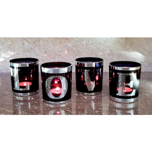eSplanade Tea Light Tealight Candle Holders - Votive Candle Holders - Valentines Day/Party Decor/Home Decor/Anniversary - Set of 4 (Silver)