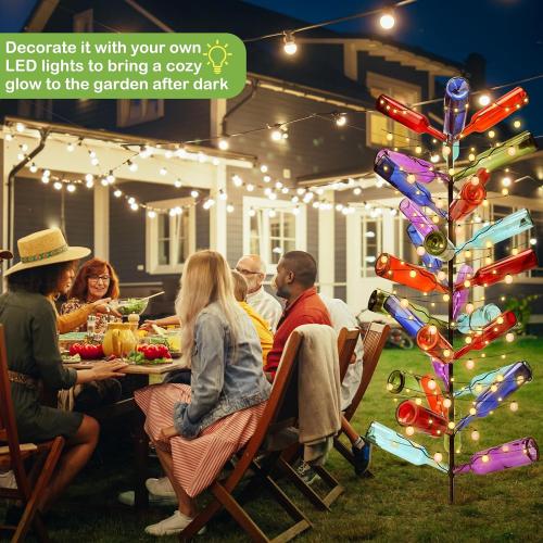 1 Pcs Tall Wine Bottle Tree 30 Wine Bottle Tree Outside 70.8 Inch Christmas Bush Colorful Holder Artificial Black Metal Trees Garden Decorative for Wedding Outdoor Decor