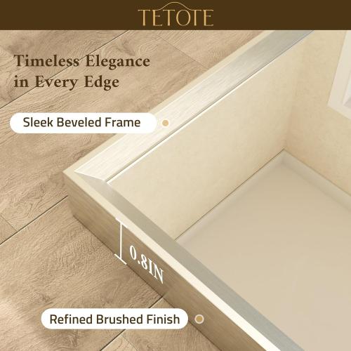 TETOTE Bathroom Mirror for Over Sink Brushed Nickel Beveled Frame 42 x 36 Rectangle Bathroom Vanity Wall Mirror, Tempered Glass, Stronger Frame, Modern Farmhouse Bedroom, Entryway, Living Room
