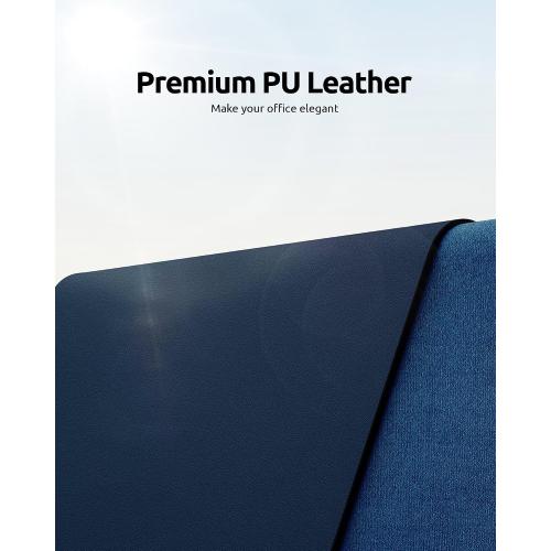 YSAGi Leather Desk Protector, Office Mat, Large Mouse Mat, Non-Slip PU Leather Blotter, Laptop Desk Mat, Waterproof Writing Pad for Office and Home (Dark Blue, 23.6 x 13.8)