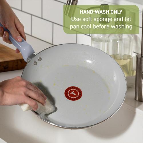 T-Fal Refresh Ceramic Nonstick Frying Pan 3-Pc Set, 8 & 10, Oven Broiler Safe up to 350°F Cookware, Ceramic Frying Pan Skillet, Pots & Pans, Grey