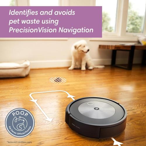 iRobot Roomba j7  (7550) Self-Emptying Robot Vacuum – Uses PrecisionVision Navigation to Identify & Avoid Objects Like Socks, Shoes, & Pet Waste, Smart Mapping, Self-Empty for Up to 60 Days