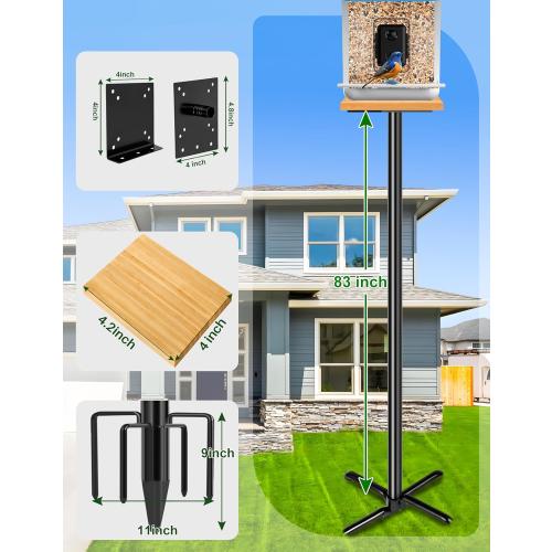 XDW-GIFTS Bird House Pole, 1 Pack 92 Inch Metal Bird Feeder Pole for Outdoor, with 5-Prong Heavy Duty Base for Birdhouse Mounting, Weather Station