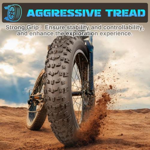 WEEROCK Inch Bike Fat Tires, 20/26 x 4.0in E Bike Snow Tire with/Without Inner Tubes, Off-Road Tread Heavy Duty Foldable Replacement for 20 Electric Bike, Fat MTB Tire Snow Bikes ‼️product comes with mild dust‼️