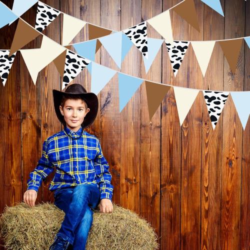 Pasimy 5 Pcs First Rodeo Birthday Decor Cowboy Banner Triangle Pennant