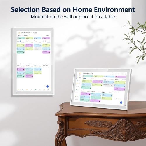Digital Calendar, 15.6 Inch Wall Planner Electronic Calendar & Chore Chart, Smart Touchscreen Interactive Display for Family Schedules, Great for Organizing Your Routines, Wall & Desk Mountable