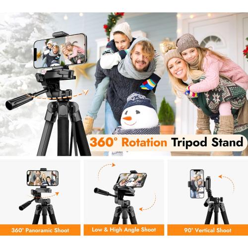 JOILCAN Phone Tripod Stand - 67 Aluminum Extendable Tripod with Remote, Portable Tripods for iPhone Photos Selfie & Video, Compatible with iPhone DSLR Camera Projector