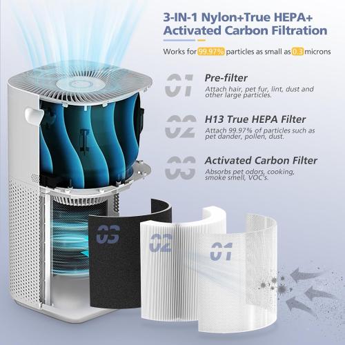 Core 600S Replacement Filter for LEVOIT Core 600S-P Smart Air Purifier, Core600S-RF, 3-in-1 HEPA Activated Carbon Filter for Home Large Room, 2 Pack