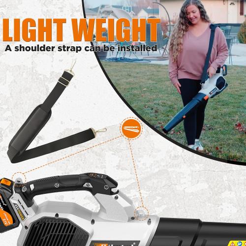 Sihuird Leaf Blower Cordless, 765CFM Electric Leaf Blowers with 2 x 7.8Ah Batteries and Charger, 3- Speed & Turbo Mode, Equipped with LED Lighting, 1 x Shoulder Strap, Blowers for Lawn Care - SL9501