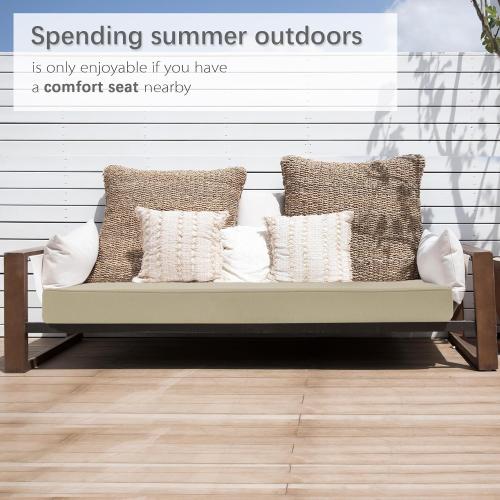 Favoyard Outdoor Bench Cushion 48 x 18 Inch Waterproof Patio Furniture Cushions 3-Year Color Fastness Garden Sofa Settee Couch Swing Pads with Handle and Adjustable Straps, Beige