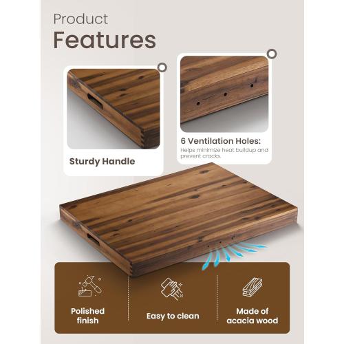 TIDITA Stove Top Covers for Electric Stove 30”x22” (Outer) / 28.9”x20.8” (Inner) - Acacia Wood Noodle Board Gas Stovetop - Stove Top Covers for Gas Burners, Sink Cover For Counter Space (Walnut color)