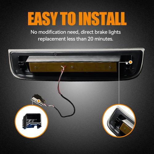 Third 3rd Brake Light LED for 2014-2018 Chevy Silverado/GMC Sierra 1500 2500HD 3500HD, High Mount Rear Brake Lights Assembly, Waterproof Center Cab Cargo Lamp Stop Light