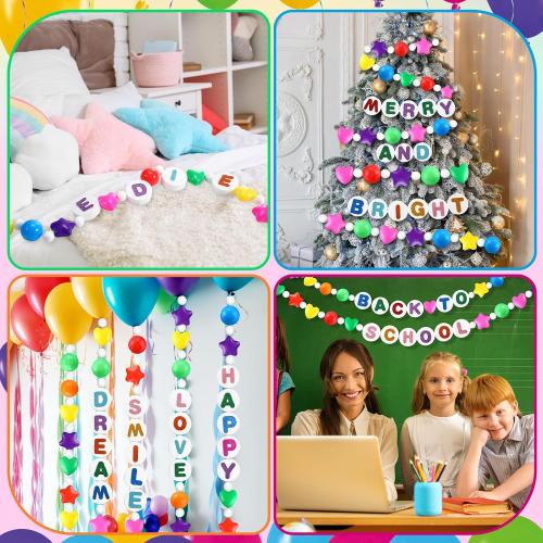 DIY Giant Friendship Bracelet Garland Kit Famous Singer Customizable Party Banner Jumbo Garland Decor Includes Balls Foam Circles Fishing Line Embroidery Needle Letter Stickers