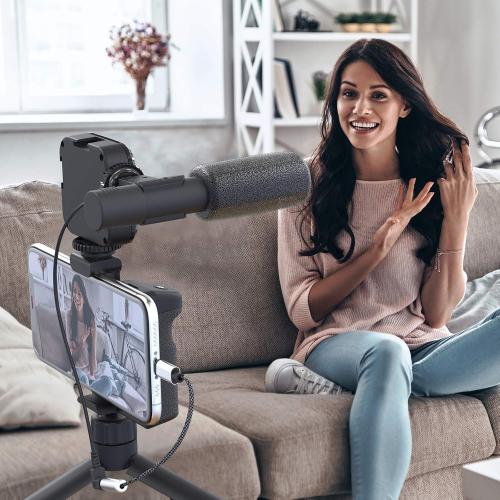 DigiPower Follow ME #GoViral Vlogging Kit for Cameras & Phones | with Microphone, 36 LED Light, Smartphone Grip, Wireless Shutter Remote, Tripod | Vlogging Equipment for YouTube, Instagram & Tiktok