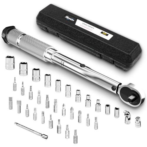 ROMON Torque Wrench 1/4 Inch, 35 Pcs Drive Click Torque Wrench Set, Dual-direction Torque Wrenches 3.95-22.5N.m/35-200ft.lb, 72-tooth, ±4% High Precision Torque Wrench For Bike, Motorcycle, Car
