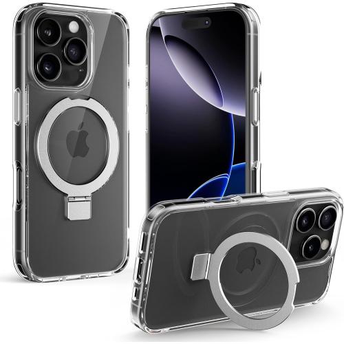 Flex Stand Case, Built-in Magnetic Kickstand, MagSafe Compatible, Slim Protective Cover, Shockproof (iPhone 16 Pro Max) Clear