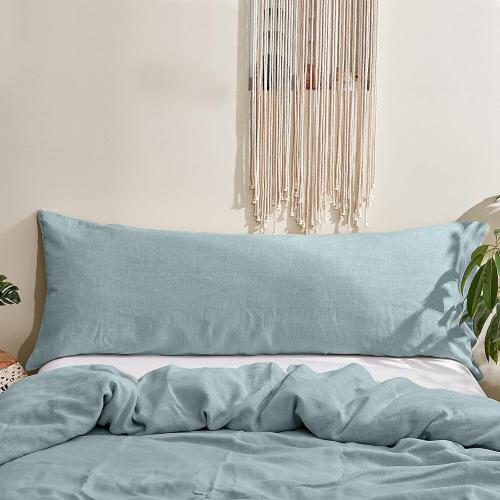 Simple&Opulence Body Pillow Cover 20 x 54,100% Pure Linen, Ultra Soft and Breathable, Body Pillowcase with Envelope Closure for Adults(Dusty Blue)
