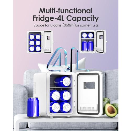 4L Fridge for Refrigerating Makeup, white