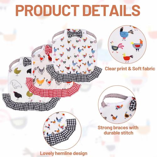 6Pcs Chicken Saddle for Hens, Chicken Aprons for Hens, Chicken Saddles Protector Poultry Hen Wing Back Protector with Elastic Strap Chicken Jacket Hens Saddles for Hen Feather Fixer Supplies