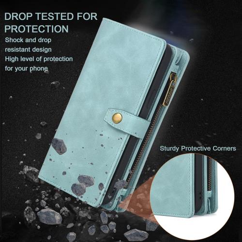 TwoHead Wallet Case Compatible with iPhone 15,Detachable Magnetic Phone Case,All-Round Protective Leather Phone Case with Card Holder,6.1 in,Blue