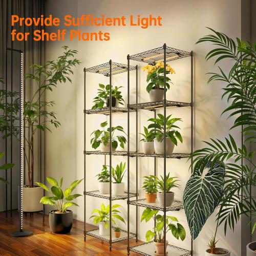 Bstrip Standing Grow Light for Indoor Plants, Vertical Grow Light with 3 Light Modes, Wide Illumination and Dimmable, T10 Full Spectrum Floor Grow Lights, 16in-65in Adjustable Height & Auto Timer