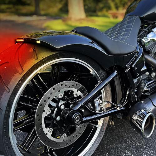 Rear Fender with LED Light Turn Signals Running Brake Light Kit Compatible with Harley Softail Fat boy FLFB Breakout 2018-2025 (Gloss Black)