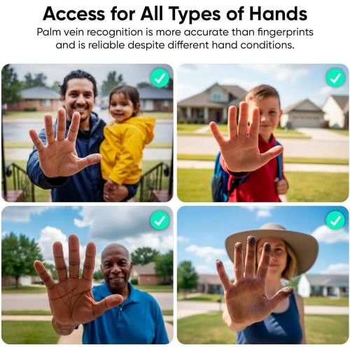 Wyze Palm Lock, Smart Door Lock with Palm Vein Recognition, Keyless Entry Smart Locks for Front Door, Keypad, Auto Lock, Dual Battery, Wi-Fi, Works with Alexa & Google, BHMA, IP53, Mechanical Key