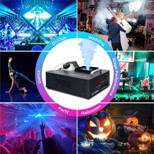 1500W Fog Machine for Halloween, DMX RGB 3 in 1 24 LED Smoke Machine Stage Lighting Vertical Spray with Remote Control