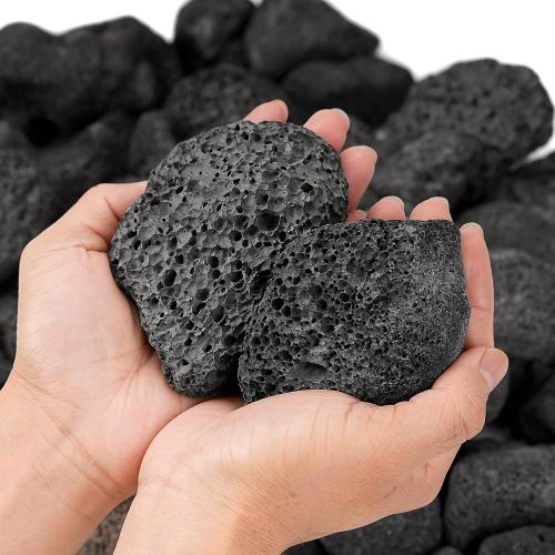 Mr. Fireglass Lava Rock Granules, 2.75-5 Large Volcanic Lava Rock for for Fire Pits, Fire Bowls, Fire Table and Gas Log Sets, Decorative Landscaping, Indoor & Outdoor Fireplaces - 10 Pounds, Black