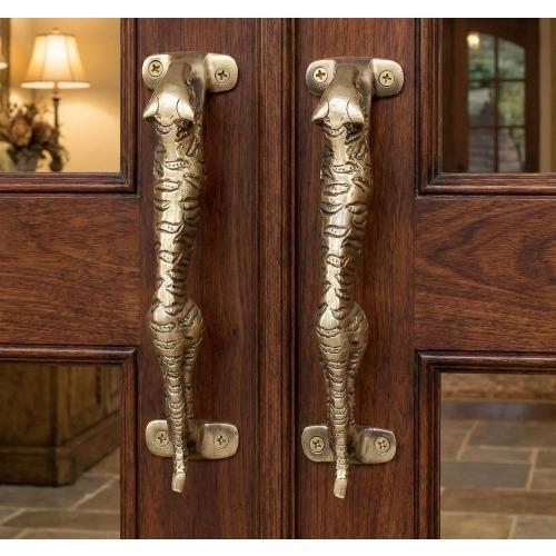 eSplanade - 7.5 Jaguar/Tiger Brass Door Handle Set of 2 - Home Decor - Door Pull - Accessories