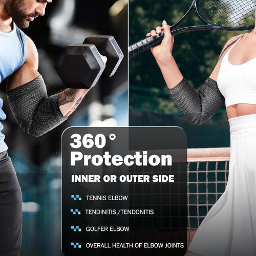 Black Size M POWERLIX Elbow Brace Compression Support - Elbow Sleeve for Tendonitis, Tennis Elbow Brace and Golfers Elbow Treatment, Arthritis, Workouts, Weightlifting – Reduce Elbow Pain (Black, M)