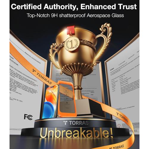 TORRAS Military-Grade Screen Protector for iPhone 15 Pro Max [9H  Aerospace Tempered Glass＆12FT Shatterproof ] One-Step Installation Full Coverage Fit Bubble Free Top-Notch Protection, 2 Pack