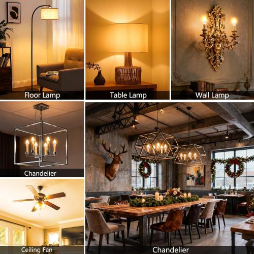 Energetic E12 LED Candelabra Light Bulbs 5.5W (60 Watt Equivalent), 2700K Soft White, 600LM Chandelier Light Bulbs, B11 Candle Bulbs for Ceiling Fan, CA 80 Recessed Can Light, Non-Dimmable, Pack of 6