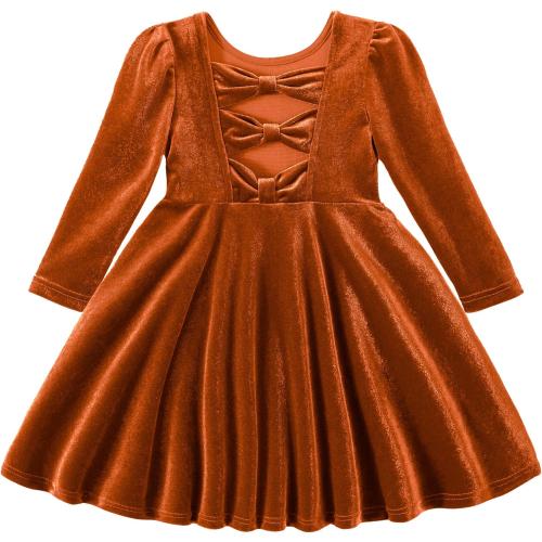 Miipat Toddler Girls Velvet Dress Ruffle Fall Winter Dress Long Sleeve Elegant Wedding Party Dress 4-5T