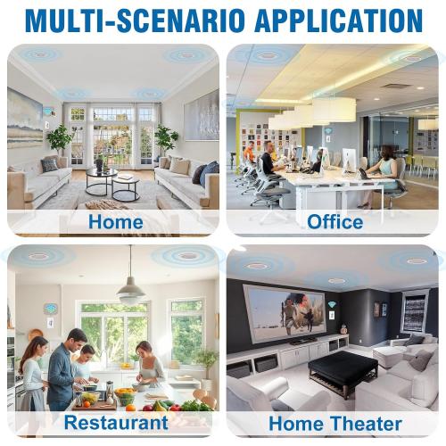 Herdio 8'' Bluetooth in Wall in Ceiling Speakers 800W 2-Way Flush Mount Speakers System with Wall Amplifier Receiver for Home Theater Office (2 Pairs, Paintable-Grille)