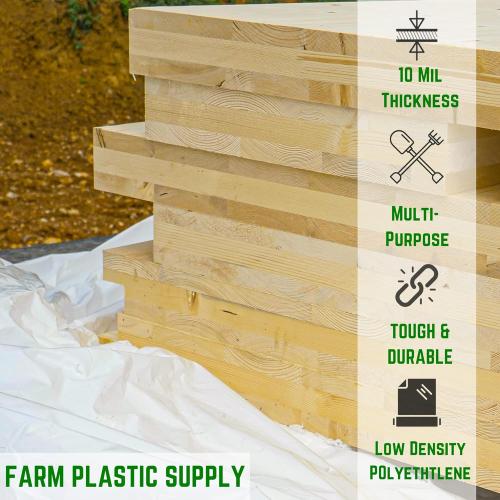 Farm Plastic Supply - White Plastic Sheeting - 10 mil - (10' x 100') - Thick Plastic Sheeting, Heavy Duty Polyethylene Film, Drop Cloth Vapor Barrier Covering for Crawl Space”