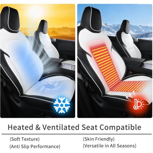 Custom Fit Seat Covers for 2025 2026 Tesla Model Y Juniper (5-Seater) - [NOT for 2026 Juniper RWD/AWD] - Ventilated Seats & Rear Screen Compatible - Nappa Leather Full Set Car Seat Protectors