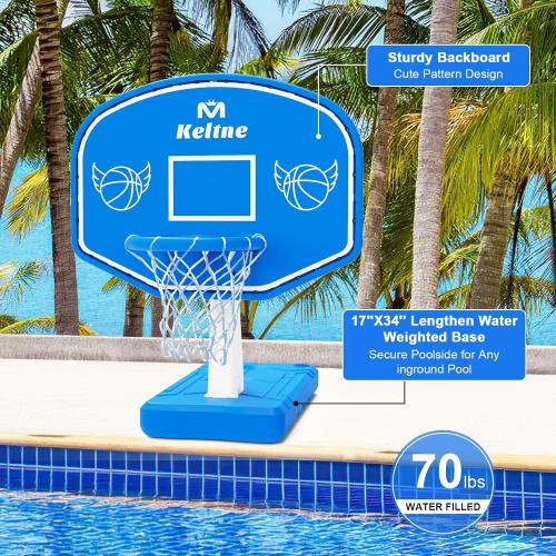 LED Pool Basketball Hoop, Solar Powered Poolside Basketball Hoop for Pool with Colorful Lights, Oversized Water Basketball Hoops with 2 Balls/Pump, Light Up Pool Games for Adults Teens.