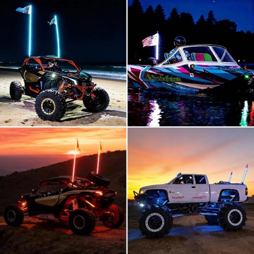2 Pack 4FT Whip Lights with Spring Base,LED Whip Light with App &Remote Control, Spiral RGB Chasing Lighted Whips with Rocker Switch,Music Whip Light for UTV ATV Polaris RZR Can-Am SXS Truck