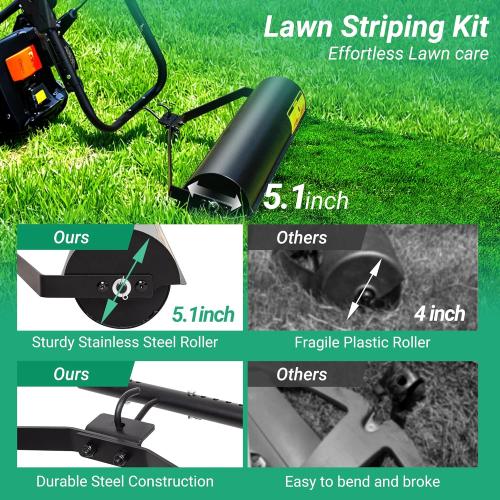 Suchtale Lawn Striping Kit for Push Mowers, Heavy-Duty Stainless Steel Roller, Universal DIY Lawn Striper with Large Easy-Fill Sand Port & Funnel, Adjustable Design, Fits Gas or Electric Lawn Mowers