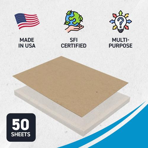 MagicWater Chipboard Sheet - 8.5x11 inch - 50 pt - 0.050 Thick - 50 Pack | For DIY Projects, Heavy Duty Kraft, Paperboard for Scrapbooking, Books, Picture Frame Backing, Art Projects & Crafts