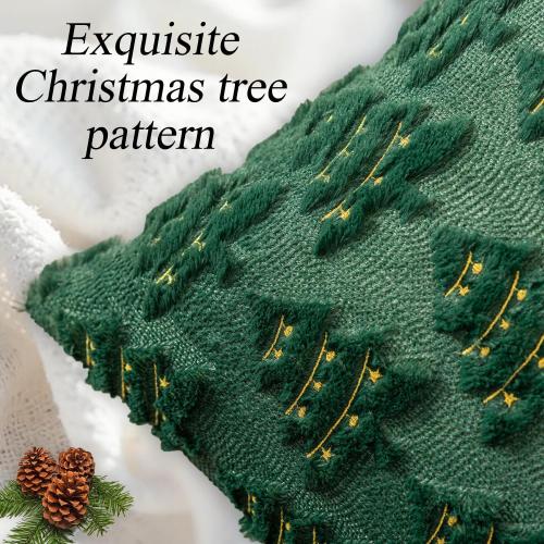 4 Pcs Christmas Throw Pillow Covers 18x18, Soft Faux Fur Pillow Cases Holiday Decorations, Fluffy Plush Accent Couch Cushion Case for Festivals Winter Sofa Living Room Home Decor(Green Tree)